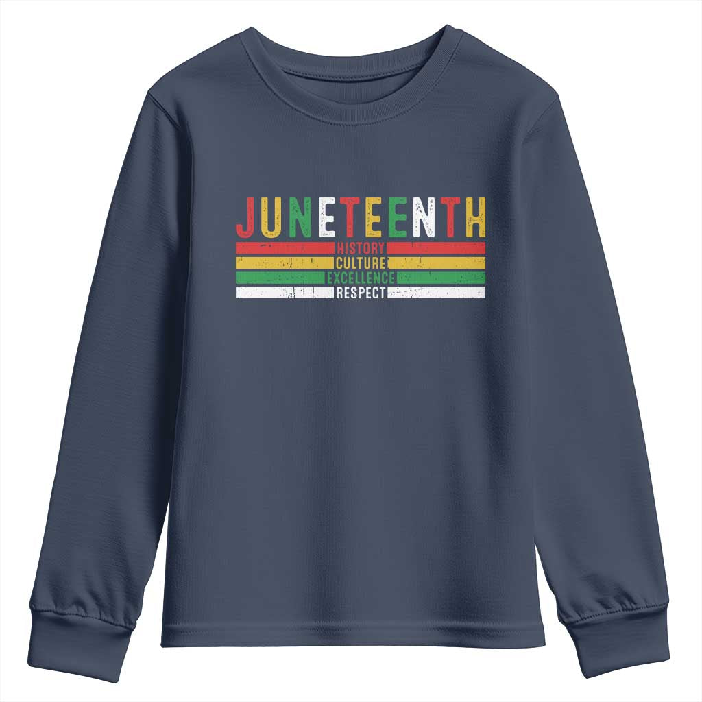 Juneteenth Youth Sweatshirt Black History Culture Excellence Respect Retro Vintage