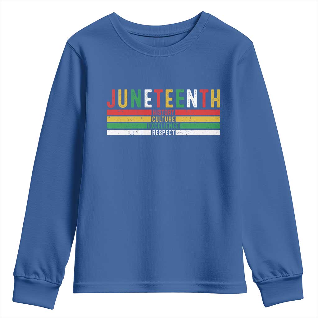 Juneteenth Youth Sweatshirt Black History Culture Excellence Respect Retro Vintage