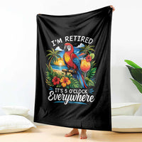 Humor Retirement Throw Blanket Im Retired 5 OClock Everywhere Vintage Beach Parrot Cocktail