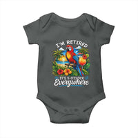 Humor Retirement Baby Onesie Im Retired 5 OClock Everywhere Vintage Beach Parrot Cocktail