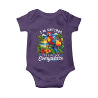 Humor Retirement Baby Onesie Im Retired 5 OClock Everywhere Vintage Beach Parrot Cocktail