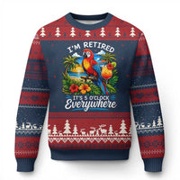 Humor Retirement Ugly Christmas Sweater Im Retired 5 OClock Everywhere Vintage Beach Parrot Cocktail