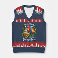Humor Retirement V-Neck Knit Sweater Vest Im Retired 5 OClock Everywhere Vintage Beach Parrot Cocktail