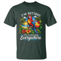 Humor Retirement T Shirt Im Retired 5 OClock Everywhere Vintage Beach Parrot Cocktail