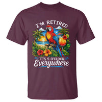 Humor Retirement T Shirt Im Retired 5 OClock Everywhere Vintage Beach Parrot Cocktail