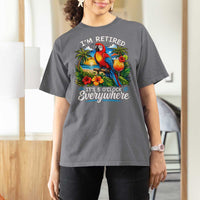 Humor Retirement T Shirt For Women Im Retired 5 OClock Everywhere Vintage Beach Parrot Cocktail