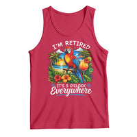Humor Retirement Tank Top Im Retired 5 OClock Everywhere Vintage Beach Parrot Cocktail