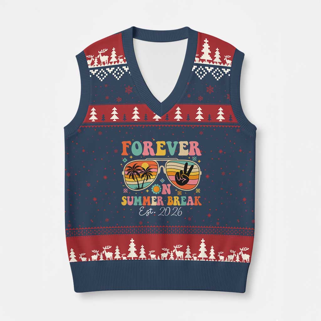 Retired Teacher Gift V-Neck Knit Sweater Vest Forever On Summer Break Retirement 2026