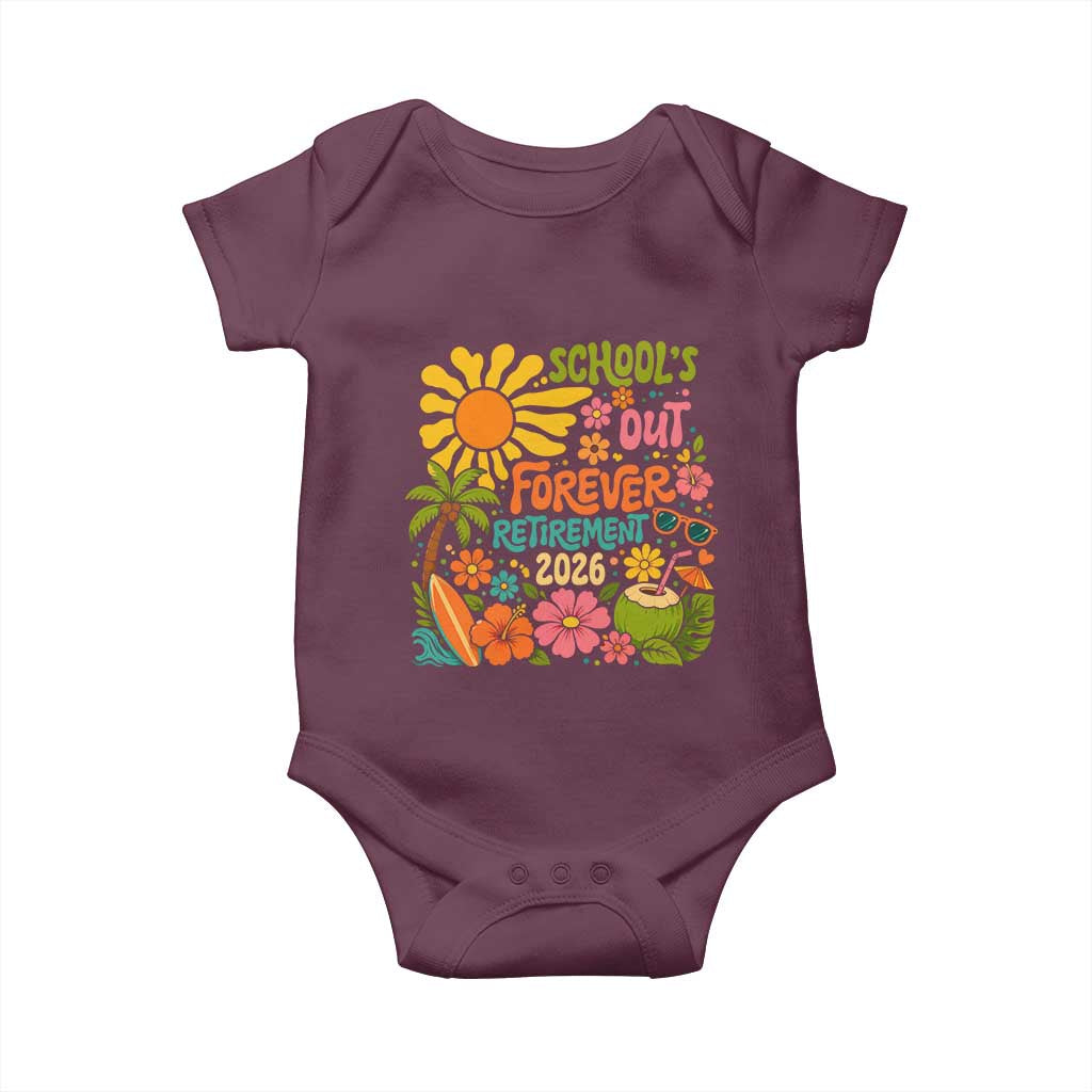 Schools Out Forever Retirement 2026 Baby Onesie Retired Teacher Gifts Vintage Flower Graphic