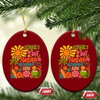 Schools Out Forever Retirement 2026 Ceramic Ornament Retired Teacher Gifts Vintage Flower Graphic