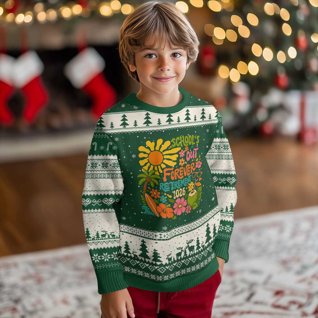 Schools Out Forever Retirement 2026 Ugly Christmas Sweater Retired Teacher Gifts Vintage Flower Graphic