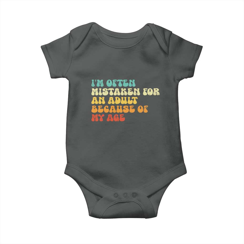Im Often Mistaken For An Adult Because Of My Age Baby Onesie Sarcastic Quote Funny Saying Old Guys Birthday Gifts