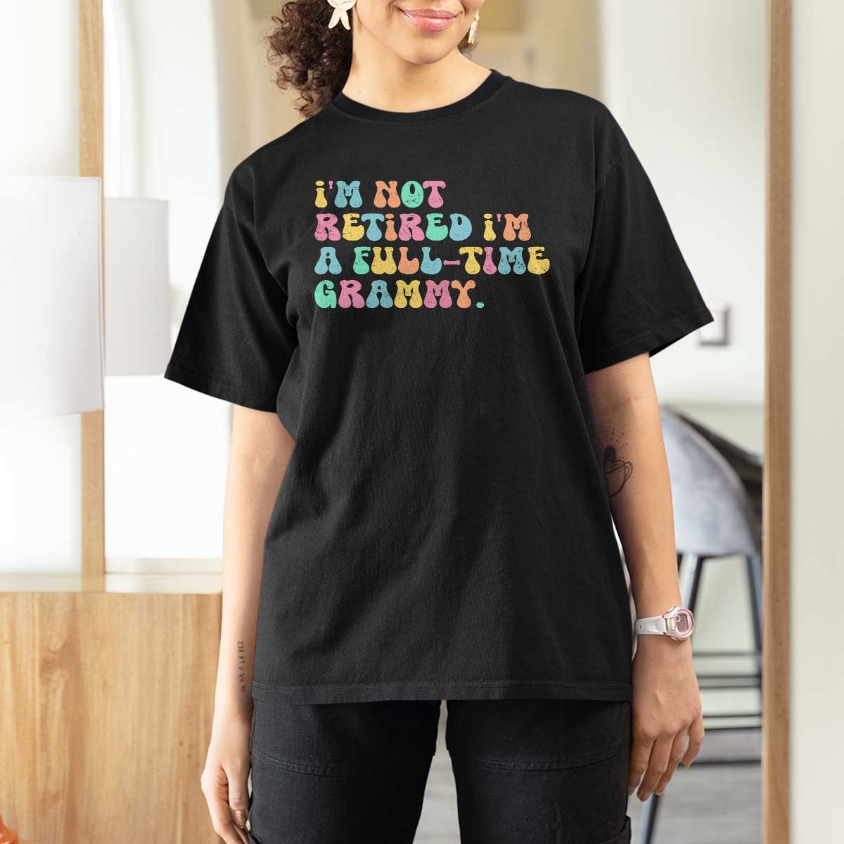 Retirement Grandma T Shirt For Women Vintage Im Not Retired Im A Fulltime Grammy