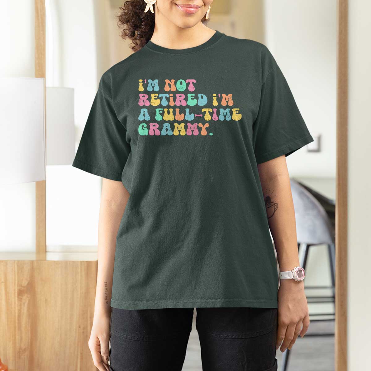 Retirement Grandma T Shirt For Women Vintage Im Not Retired Im A Fulltime Grammy