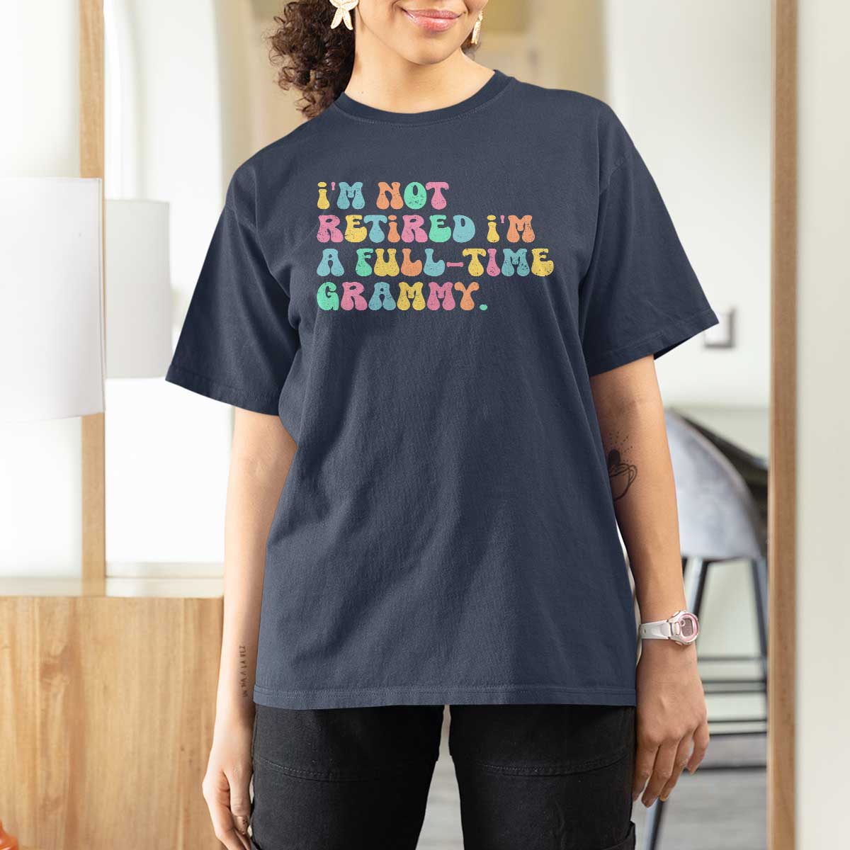 Retirement Grandma T Shirt For Women Vintage Im Not Retired Im A Fulltime Grammy