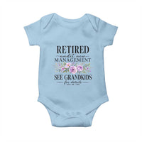 Retired Grandma Gift Baby Onesie Retired Under New Management See Grandkids For Details Retirement Flower Graphic