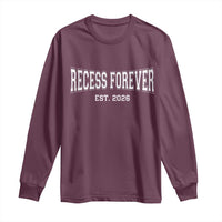Retired Teacher Long Sleeve Shirt Retro Varsity Vintage Recess Forever Retirement 2026