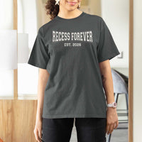 Retired Teacher T Shirt For Women Retro Varsity Vintage Recess Forever Retirement 2026