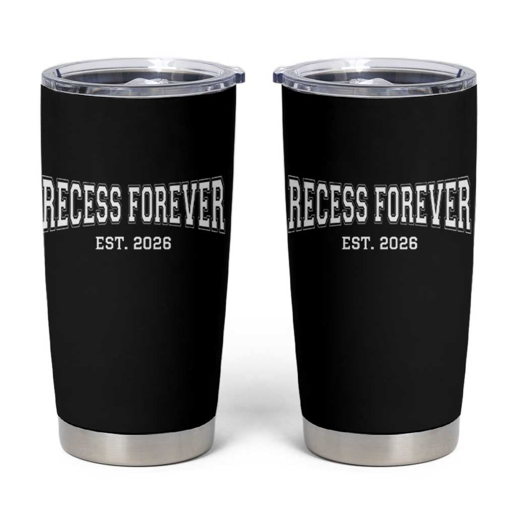 Retired Teacher Tumbler Cup Retro Varsity Vintage Recess Forever Retirement 2026
