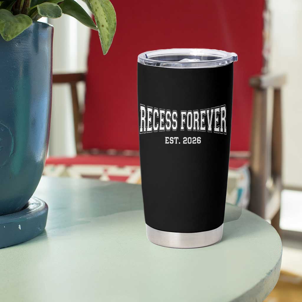 Retired Teacher Tumbler Cup Retro Varsity Vintage Recess Forever Retirement 2026