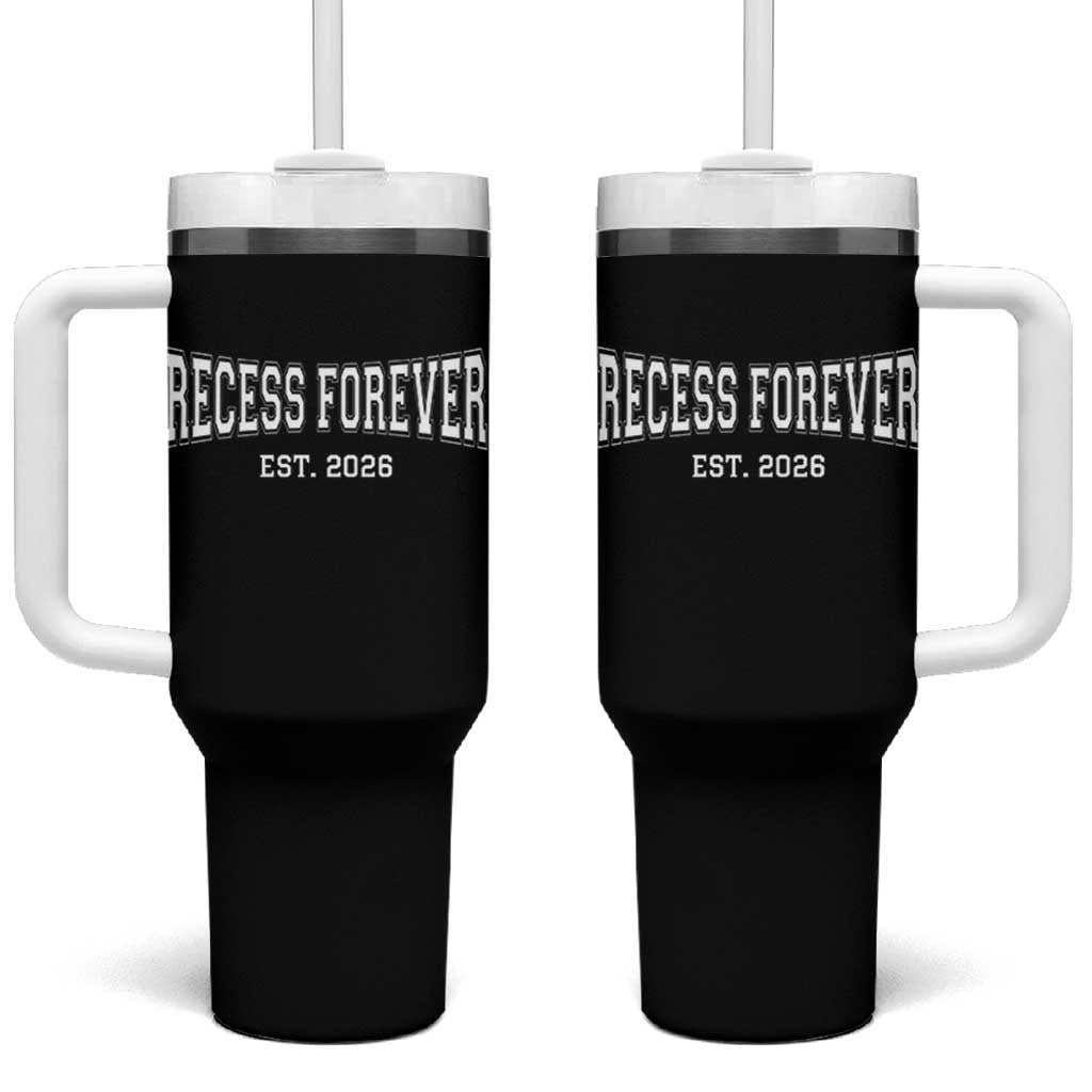 Retired Teacher Tumbler With Handle Retro Varsity Vintage Recess Forever Retirement 2026