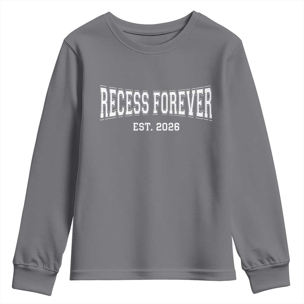 Retired Teacher Youth Sweatshirt Retro Varsity Vintage Recess Forever Retirement 2026