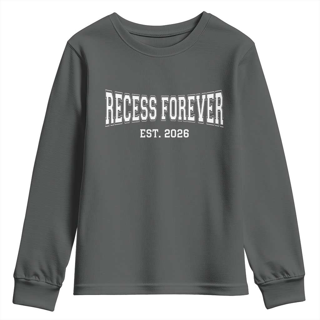 Retired Teacher Youth Sweatshirt Retro Varsity Vintage Recess Forever Retirement 2026