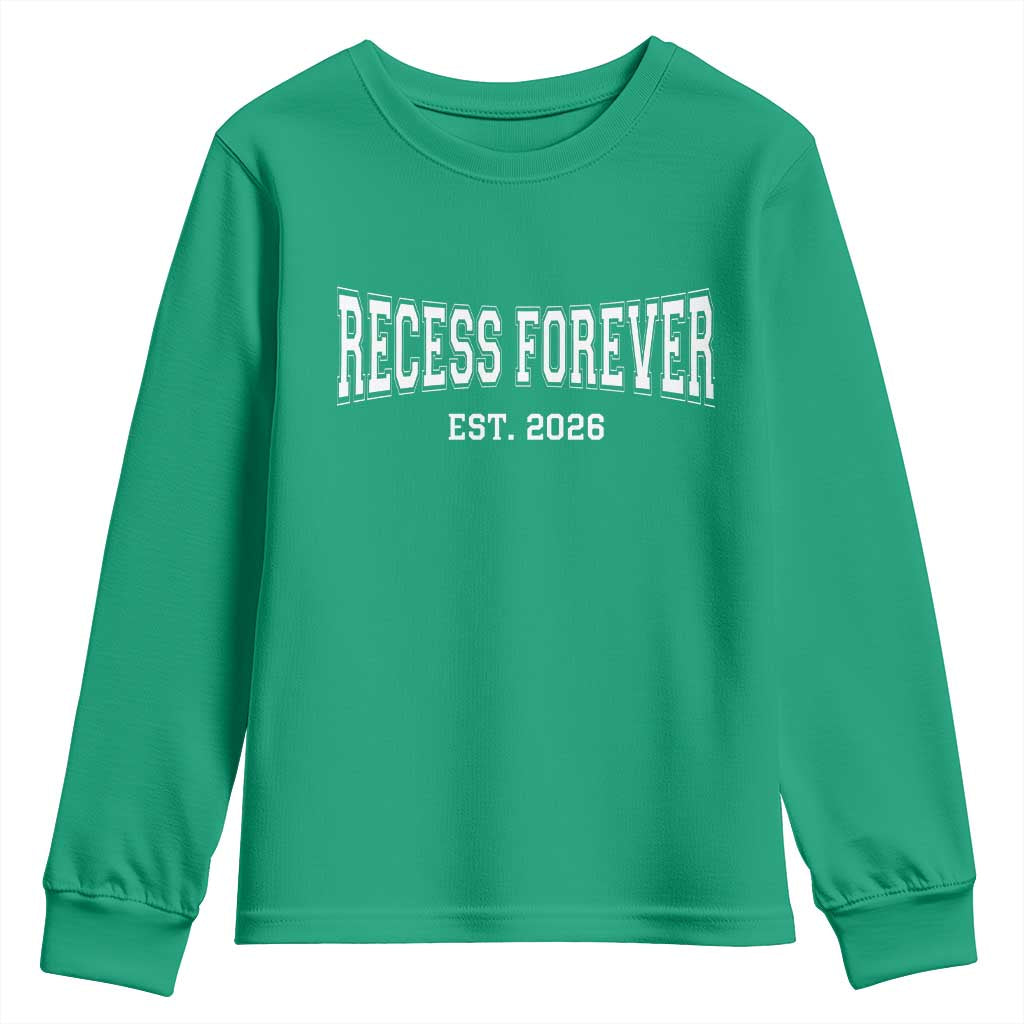 Retired Teacher Youth Sweatshirt Retro Varsity Vintage Recess Forever Retirement 2026