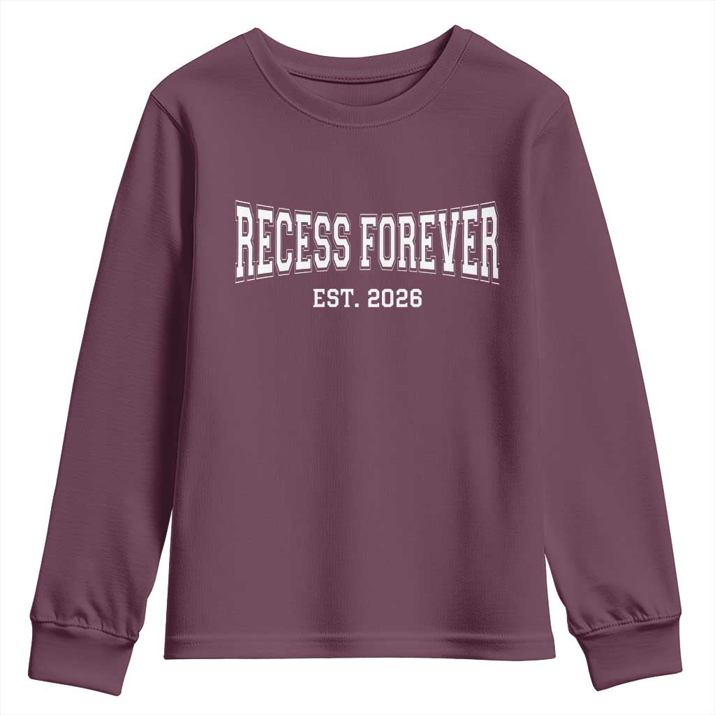 Retired Teacher Youth Sweatshirt Retro Varsity Vintage Recess Forever Retirement 2026
