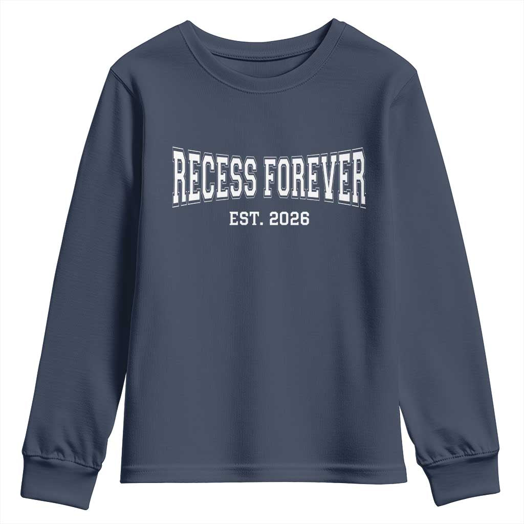 Retired Teacher Youth Sweatshirt Retro Varsity Vintage Recess Forever Retirement 2026