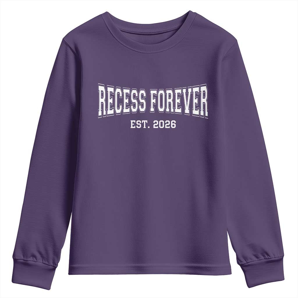 Retired Teacher Youth Sweatshirt Retro Varsity Vintage Recess Forever Retirement 2026
