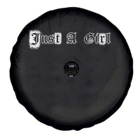 Just A Girl Spare Tire Cover Gothic Blackletter Typography Design