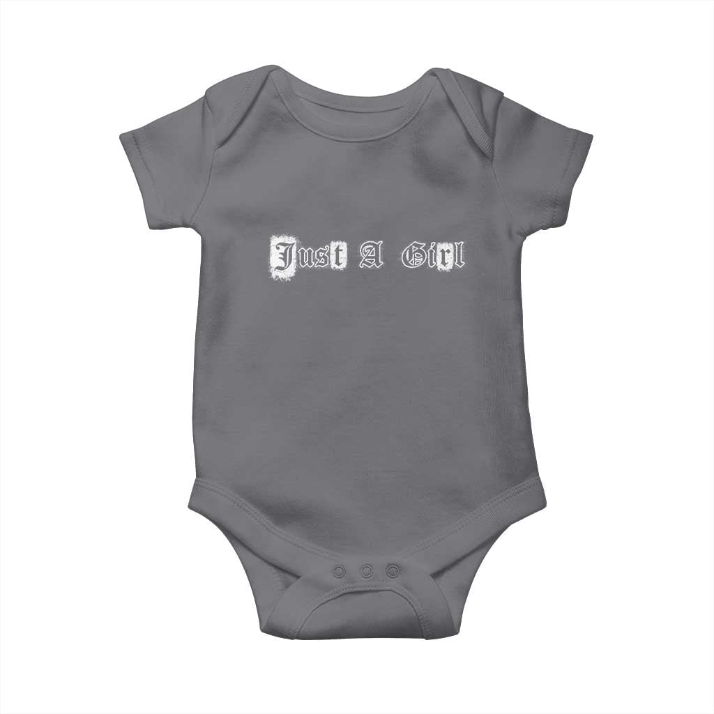 Just A Girl Baby Onesie Gothic Blackletter Typography Design