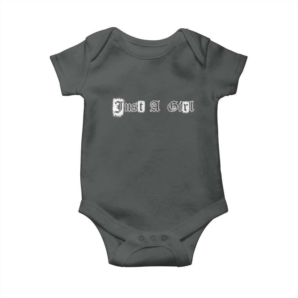Just A Girl Baby Onesie Gothic Blackletter Typography Design