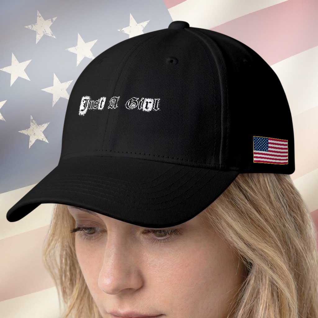 Just A Girl Baseball Cap Gothic Blackletter Typography Design