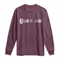 Just A Girl Long Sleeve Shirt Gothic Blackletter Typography Design