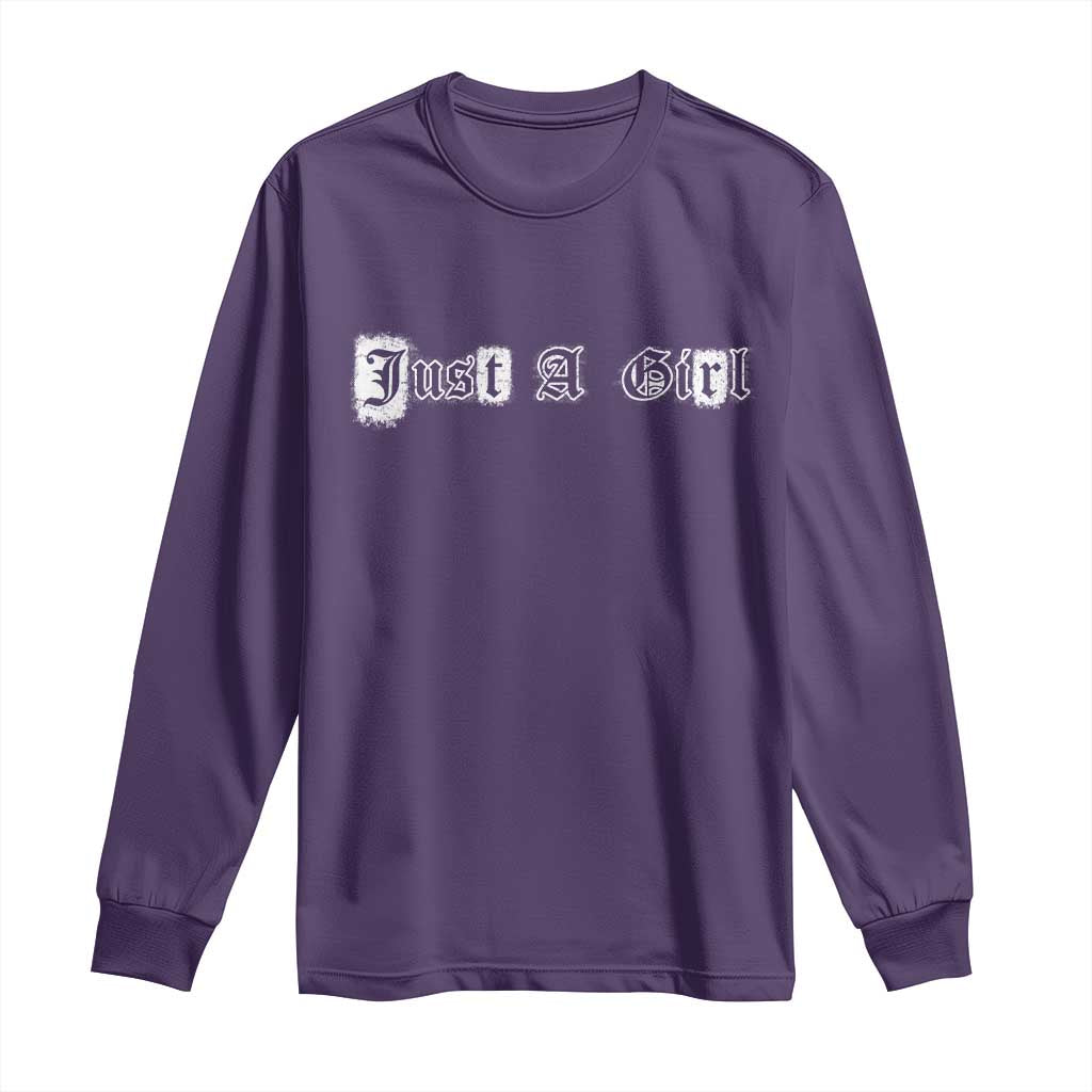 Just A Girl Long Sleeve Shirt Gothic Blackletter Typography Design