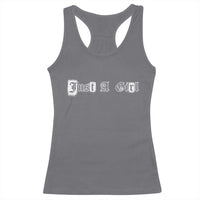 Just A Girl Racerback Tank Top Gothic Blackletter Typography Design