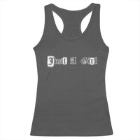 Just A Girl Racerback Tank Top Gothic Blackletter Typography Design