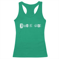 Just A Girl Racerback Tank Top Gothic Blackletter Typography Design