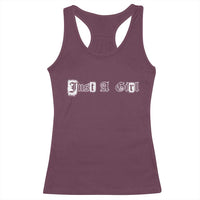 Just A Girl Racerback Tank Top Gothic Blackletter Typography Design