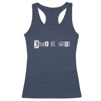Just A Girl Racerback Tank Top Gothic Blackletter Typography Design