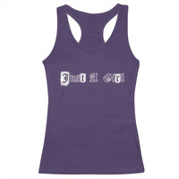 Just A Girl Racerback Tank Top Gothic Blackletter Typography Design