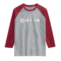 Just A Girl Raglan Shirt Gothic Blackletter Typography Design