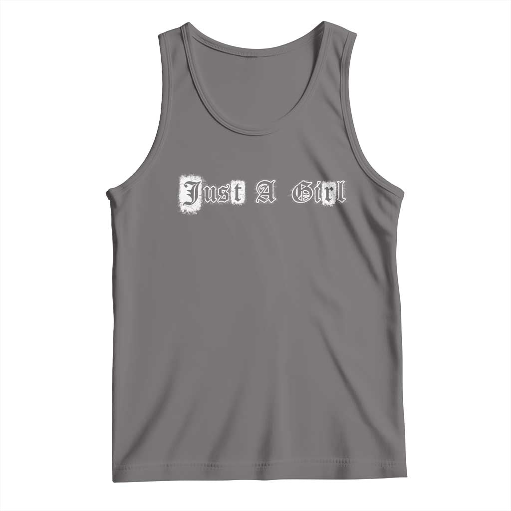 Just A Girl Tank Top Gothic Blackletter Typography Design