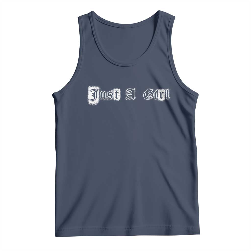 Just A Girl Tank Top Gothic Blackletter Typography Design