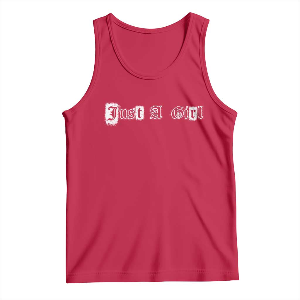 Just A Girl Tank Top Gothic Blackletter Typography Design