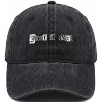 Just A Girl Washed Cotton Baseball Cap Gothic Blackletter Typography Design