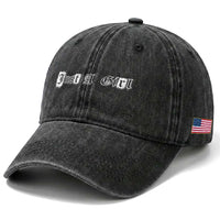 Just A Girl Washed Cotton Baseball Cap Gothic Blackletter Typography Design