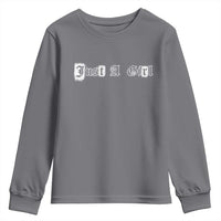 Just A Girl Youth Sweatshirt Gothic Blackletter Typography Design